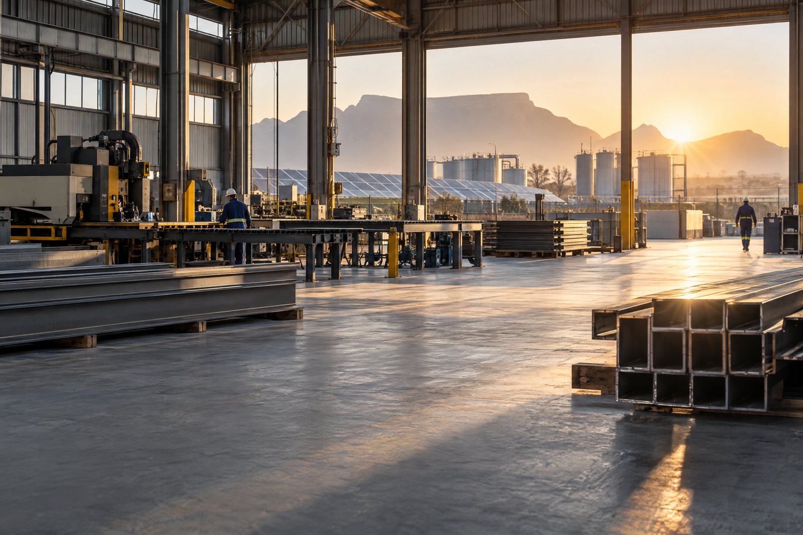 Modern industrial fabrication facility representing manufacturing and infrastructure